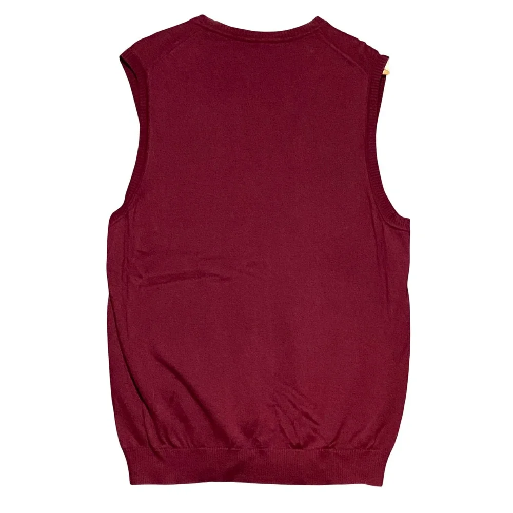 Jos A‎ Bank Traveler Mens XL Burgundy 100% Pima Cotton V-Neck Sweater Vest